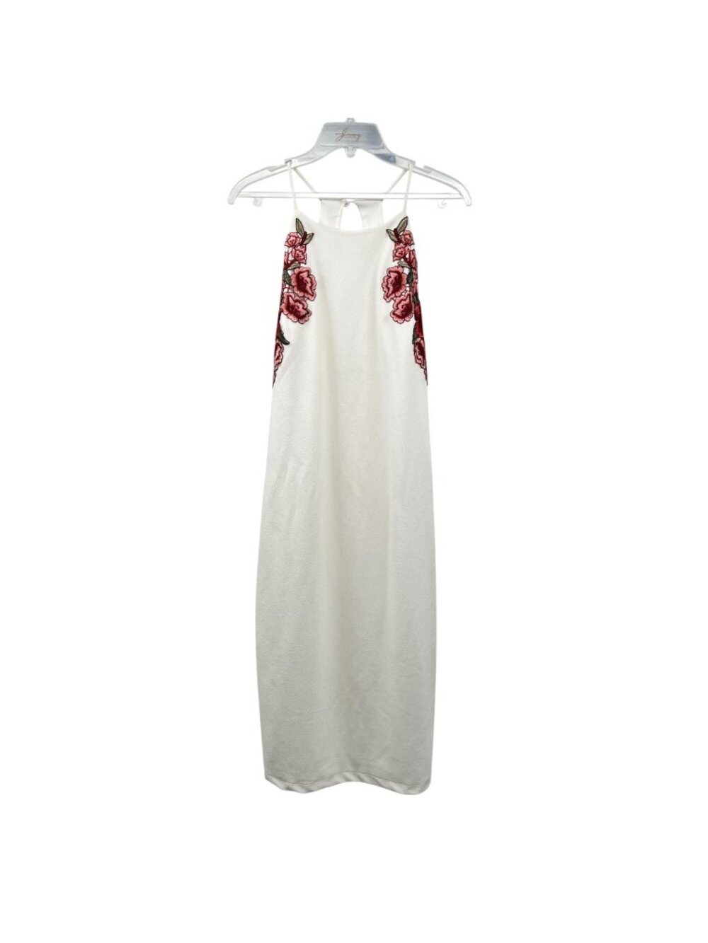 Bisou Bisou Halter Midi Dress Embroidered Floral Ivory/Multi Womens Size 16